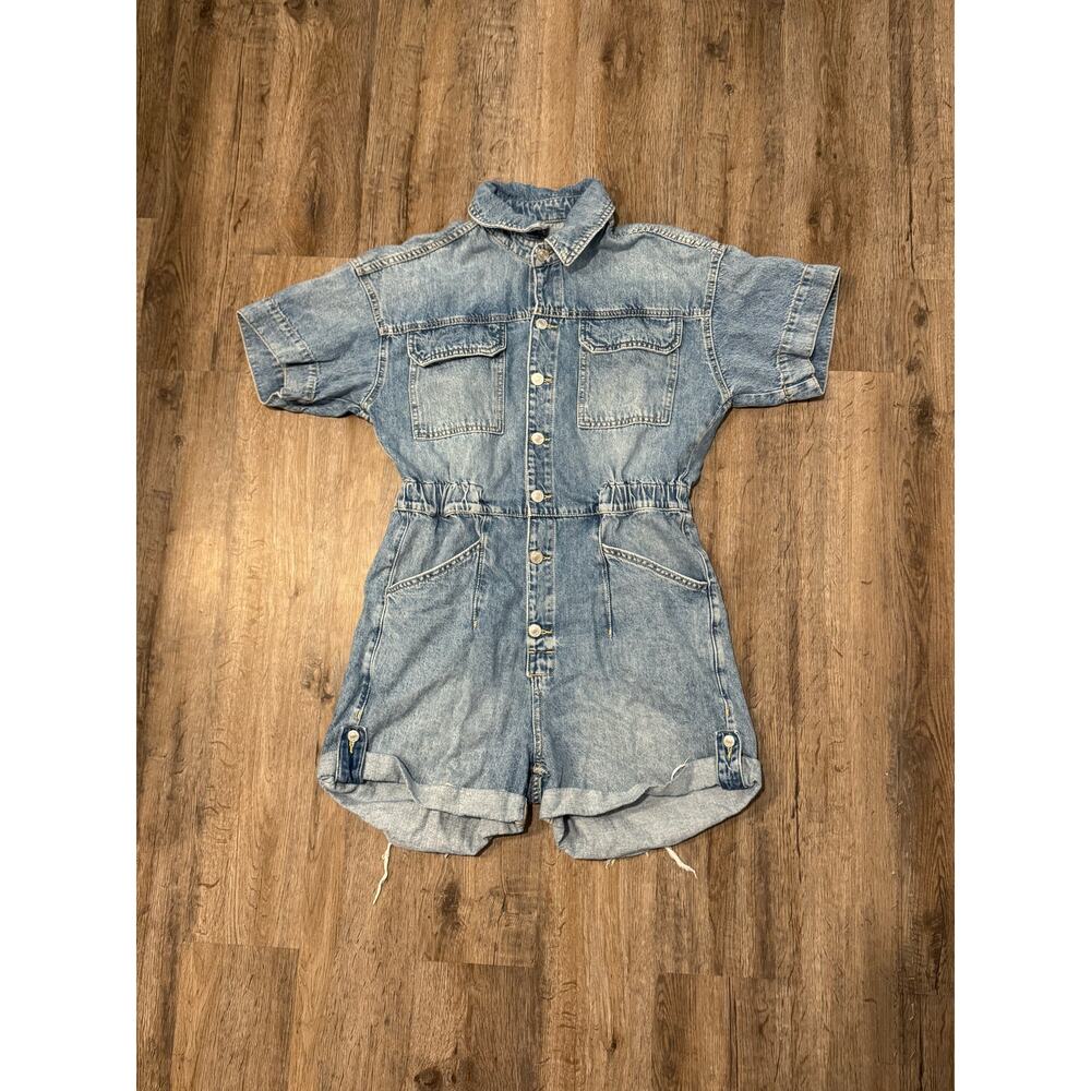 Free People Women’s Marci Denim Cuffed Shortall Size Medium